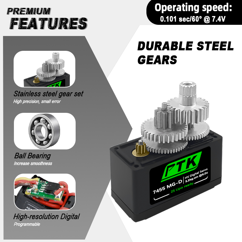 PTK 7455MG-D servo 12g Digital – обзор и цена Rc Helicopter Parts